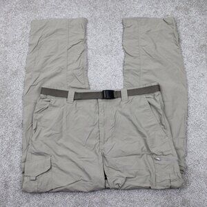 Columbia Silver Ridge Convertible Pants Mens 38x32 Beige Belted Cargo Omni-Shade